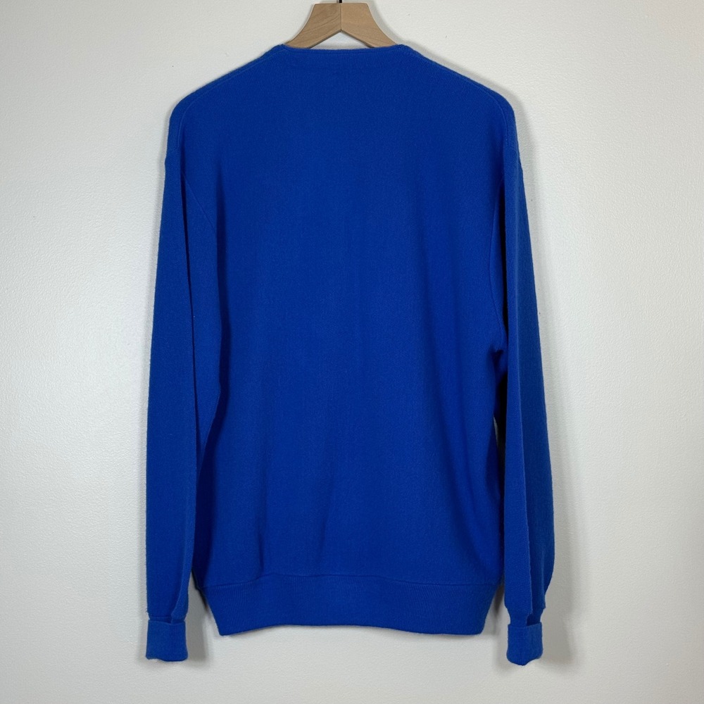 Vintage 80s Izod Lacoste Cardigan Sweater XL Blue Orlon Acrylic V Neck Alligator - Picture 5 of 8